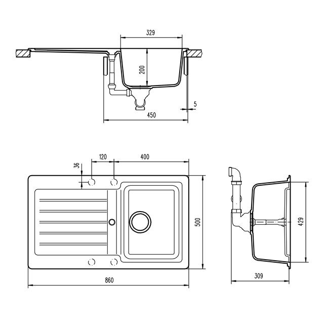 Abey TD100CR Schock Typos Single Sink with Drainer hero image
