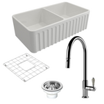 Turner Hastings Novi 85 Double Bowl Butler Sink Pack with Chrome Ludlow Pull Out Mixer Tap and Accessories PKG018 hero image