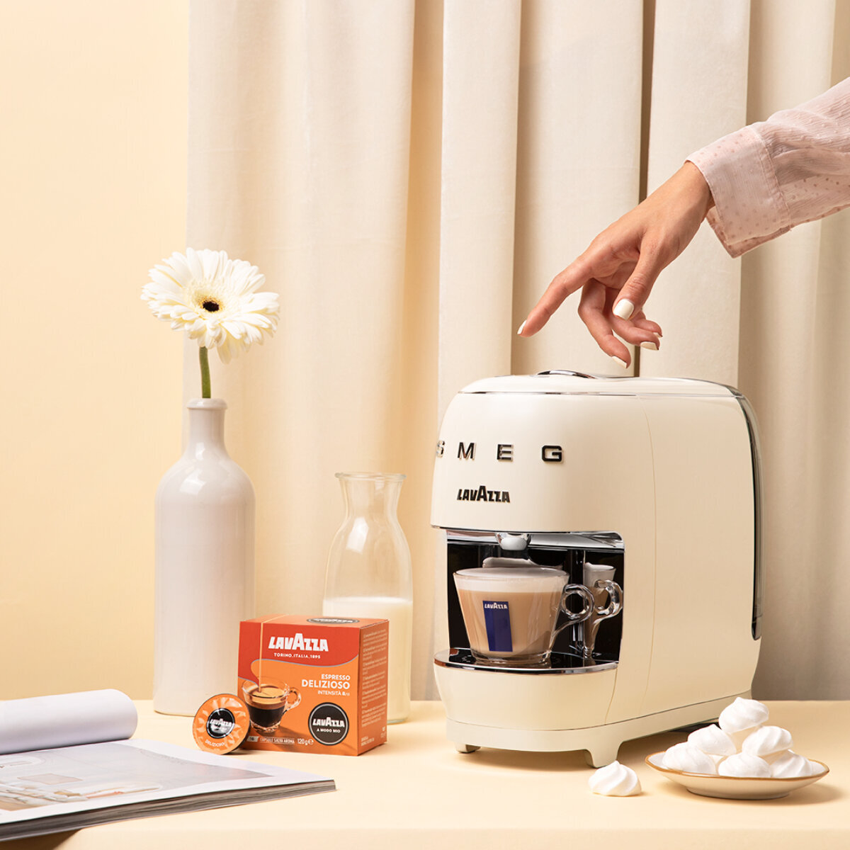 Smeg Lavazza A Modo Mio Capsule Coffee Machine Cream 18000465 Appliances Online