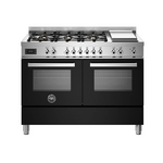 Bertazzoni 120cm Professional Dual Fuel Freestanding Oven/Stove with Griddle Black PRO126G2ENET hero image