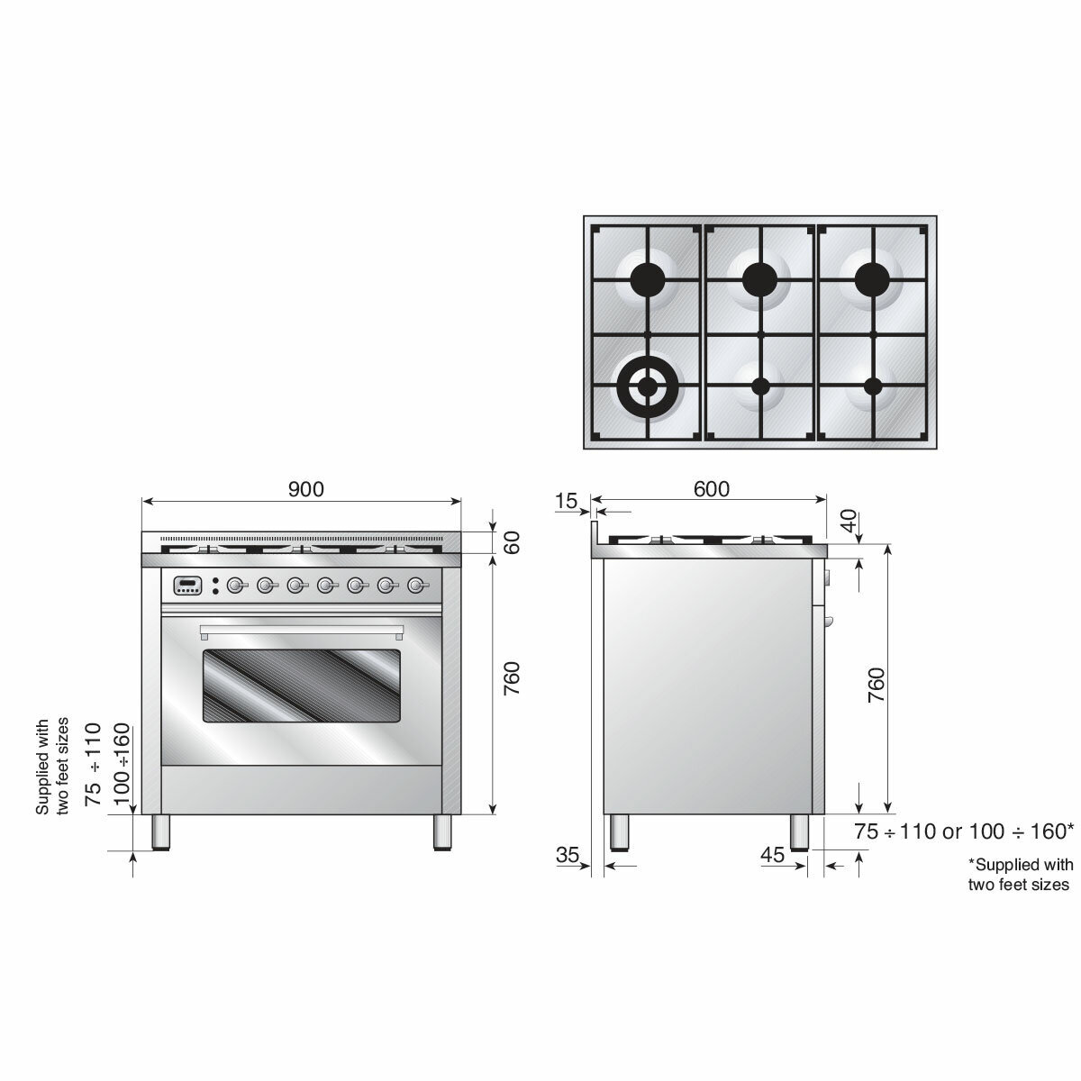 ILVE 90cm Nero Lusso Freestanding Dual Fuel Oven/Stove L096WMP/MGD hero image