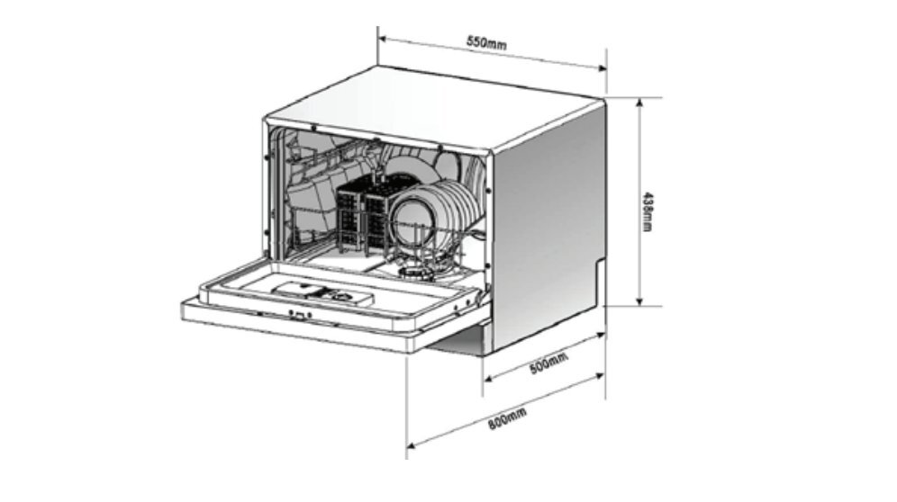Omega odw101w cheap benchtop dishwasher