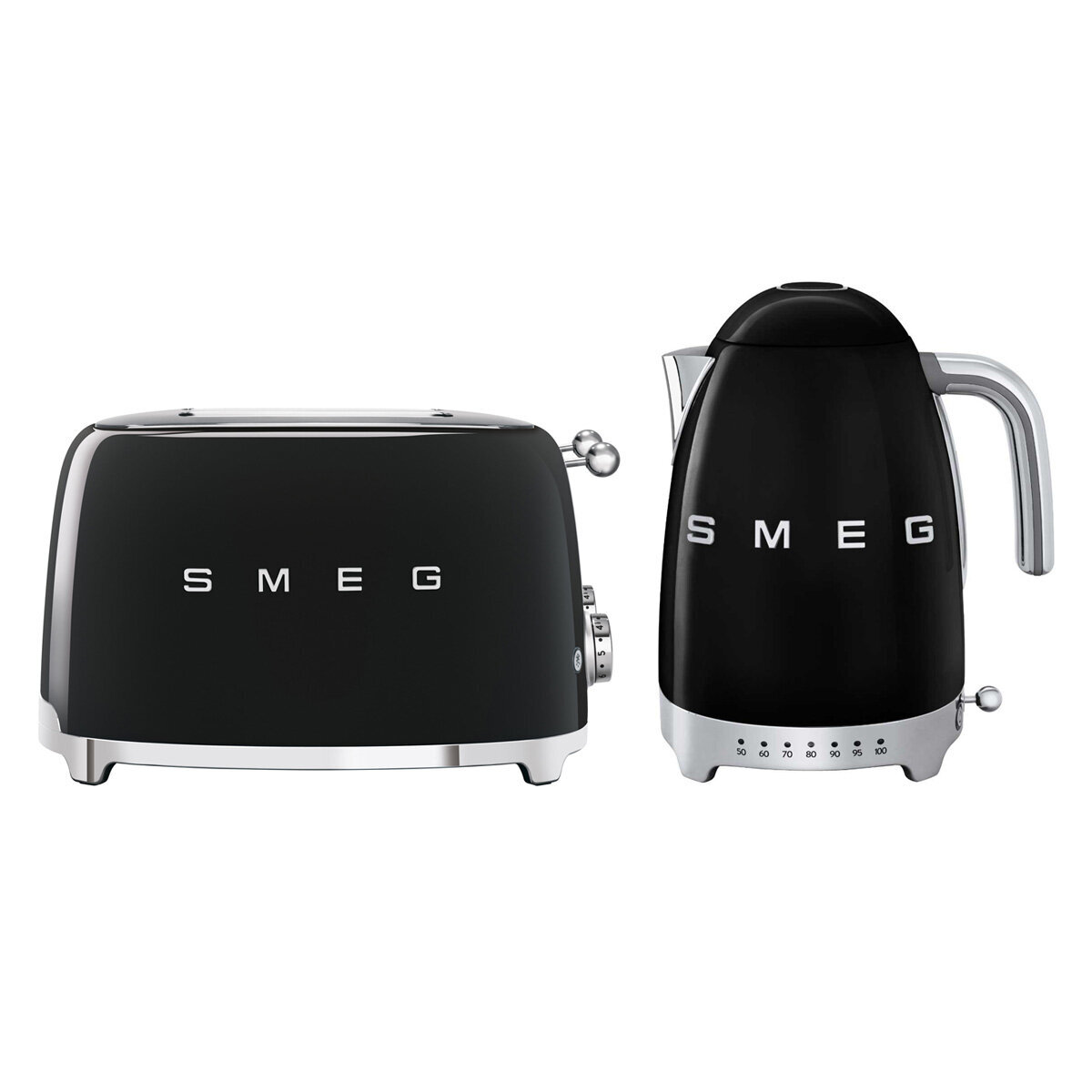 Smeg Kettle and Four Slice Toaster Breakfast Pack Black