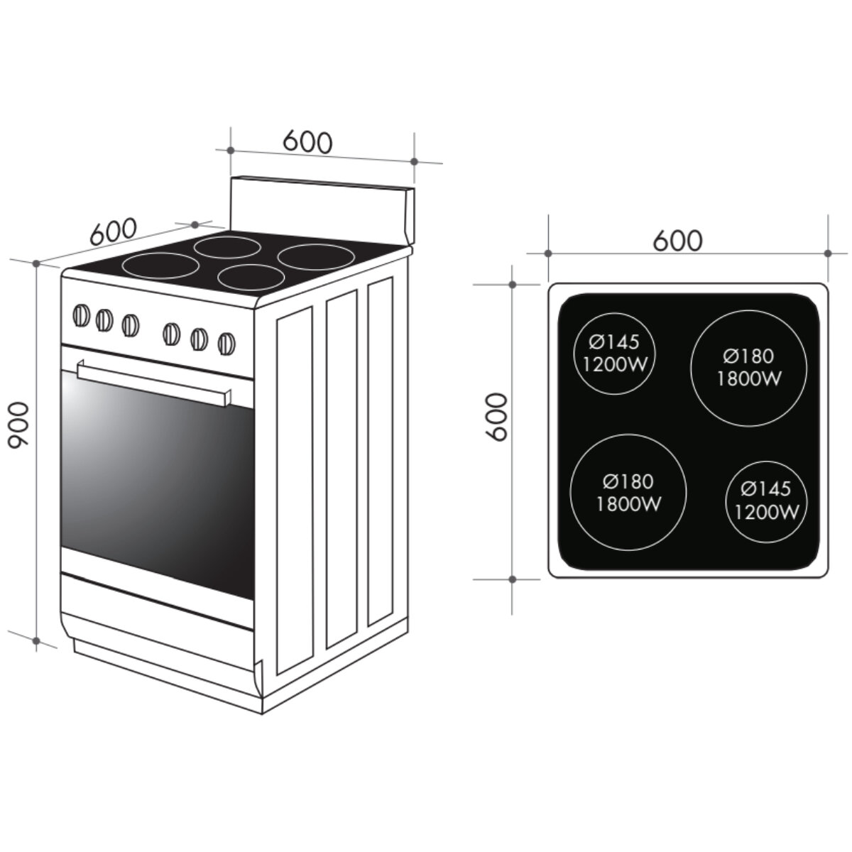 Artusi 60cm Electric Freestanding Upright Stove AFC607X image 5