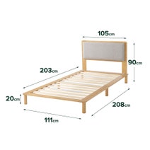 Zinus Arden King Single Bamboo Wood Bed Frame with Upholstered Headboard AU-FPWNH8ZC-08B hero image