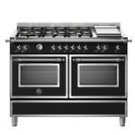 Bertazzoni 120cm 6 Burner + Griddle Plate Dual Fuel Heritage Series Upright Stove HER126G2ENET hero image