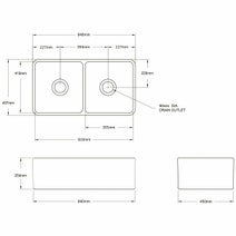 Turner Hastings Novi 85 X 46 Fine Fireclay Double Bowl Butler Sink Matte Black NO85FS-MB hero image