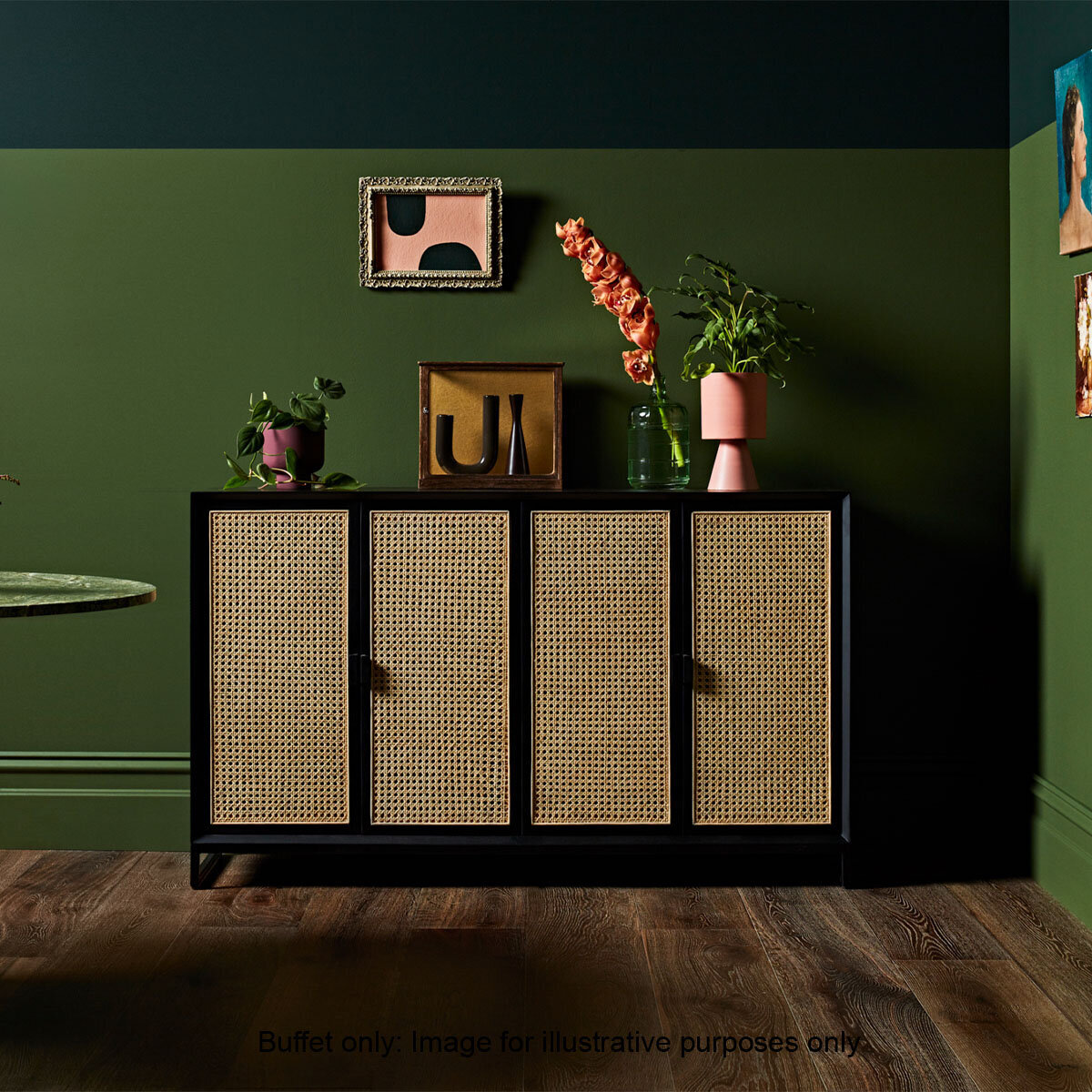 Reddie Suzy Teak Black Frame Natural Rattan Doors Buffet BUSZ150X45X90W3M1 hero image