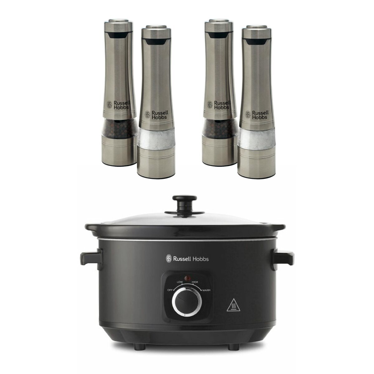 Russel Hobbs 4L Slow Cooker with 2 x Salt & Pepper Mills RHSC4A-RHPK4000-2 hero image