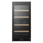 Hisense 108 Bottle Dual Zone Wine Cabinet Black Glass HRWC108B hero image