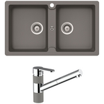 Abey Schock Typos Double Sink & Armando Vicario ISA Kitchen Mixer - Croma TN200T2CR hero image