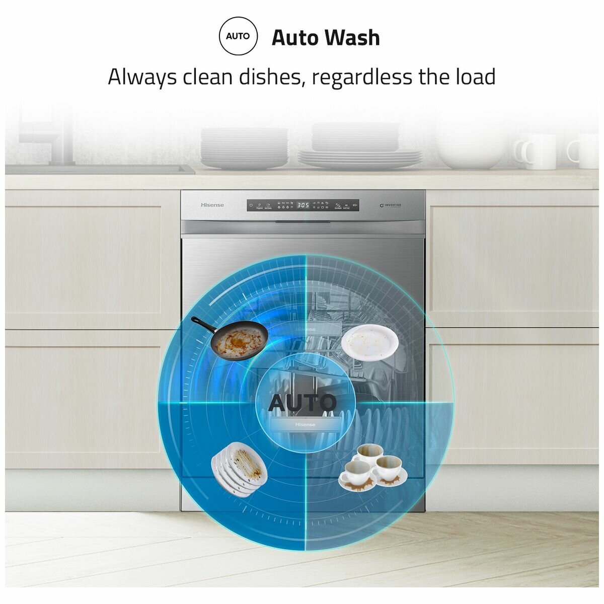 Hisense 60cm Freestanding Stainless Steel Dishwasher HSCM15FS hero image