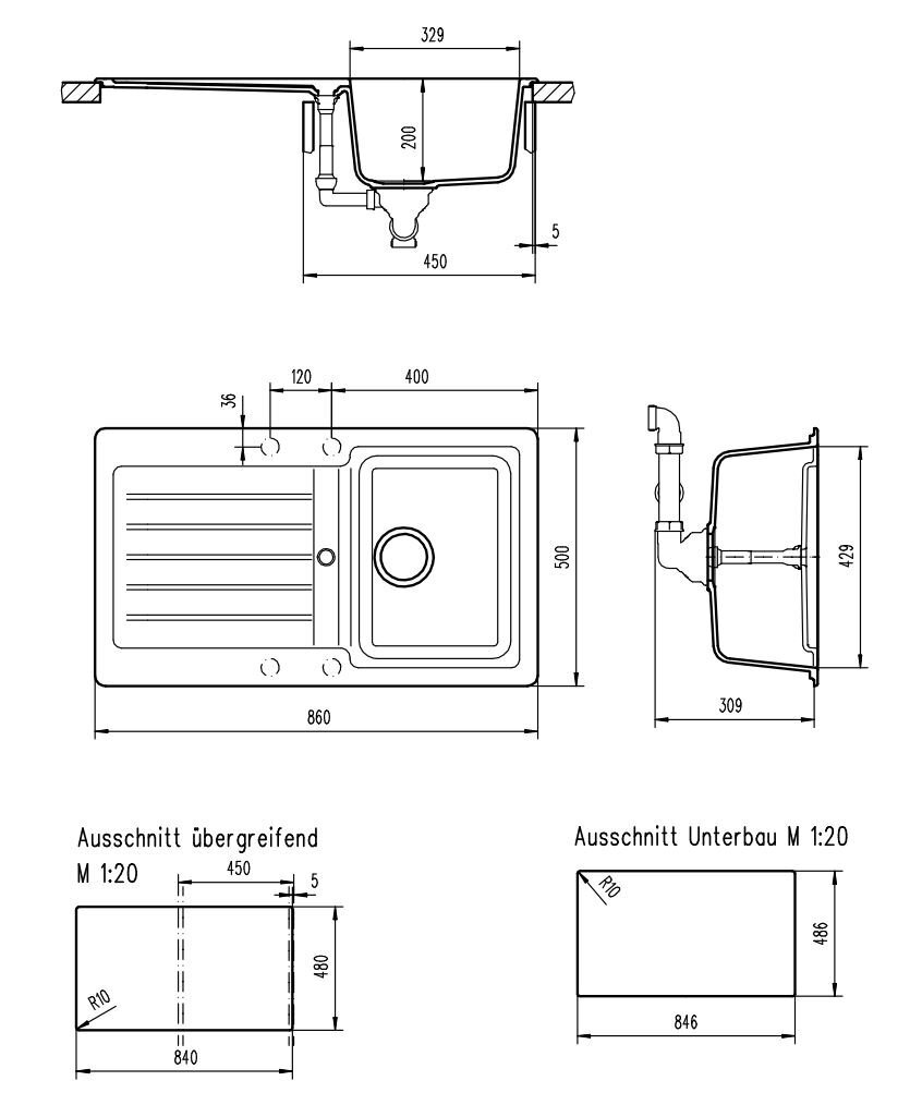 Abey TD100B Schock Typos Single Bowl with Drainer hero image
