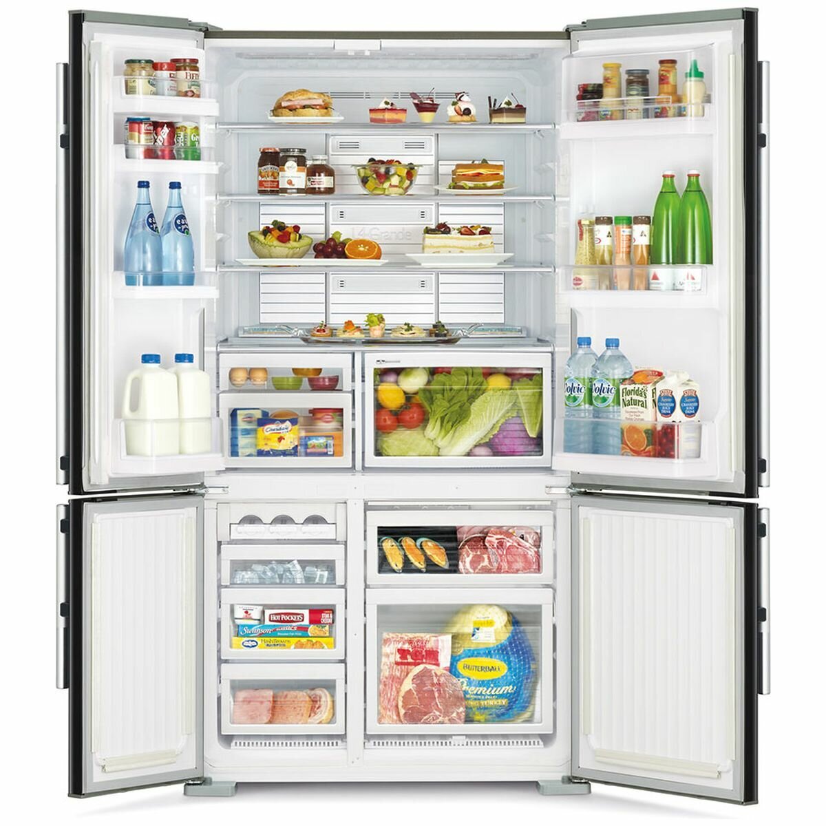 Mitsubishi MR-L710EG-PWH-A 710L L4 Grande French Door Fridge | Appliances Online