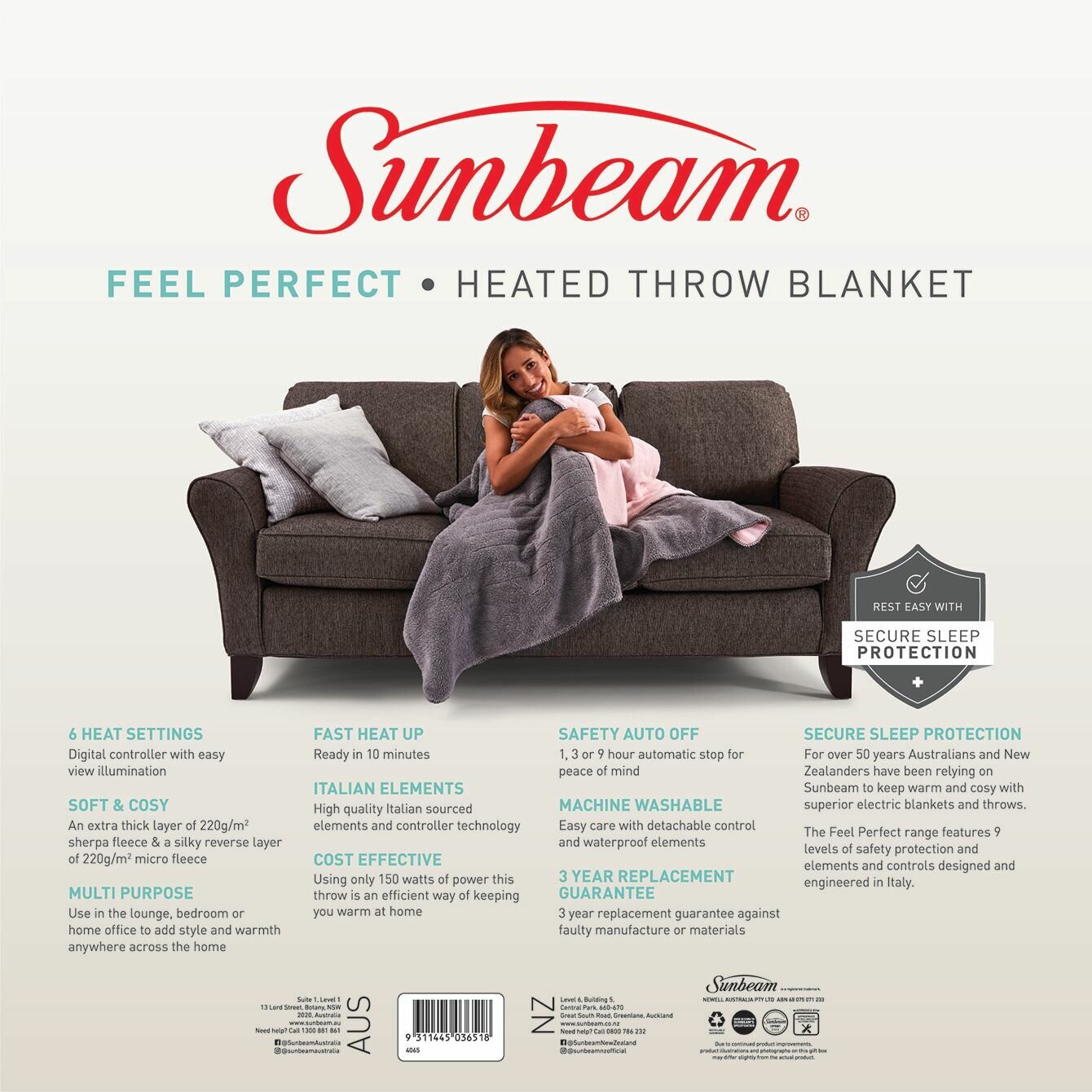 Sunbeam reversible best sale heated throw blanket