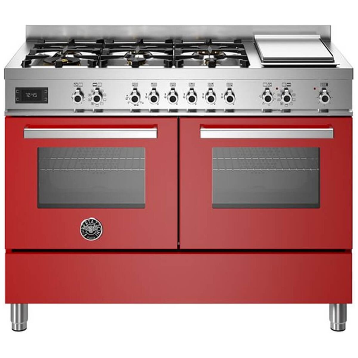Bertazzoni 120cm Professional Dual Fuel Freestanding Red Oven with Griddle PRO126G2EROT hero image
