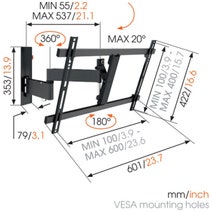 Vogel's WALL2345B Full-Motion TV Wall Mount for 40 to 65 Inch TVs Black hero image