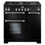 Falcon 90cm Kitchener Freestanding Dual Fuel Oven/Stove Black and Chrome KCH90DFFBL-CH  hero image