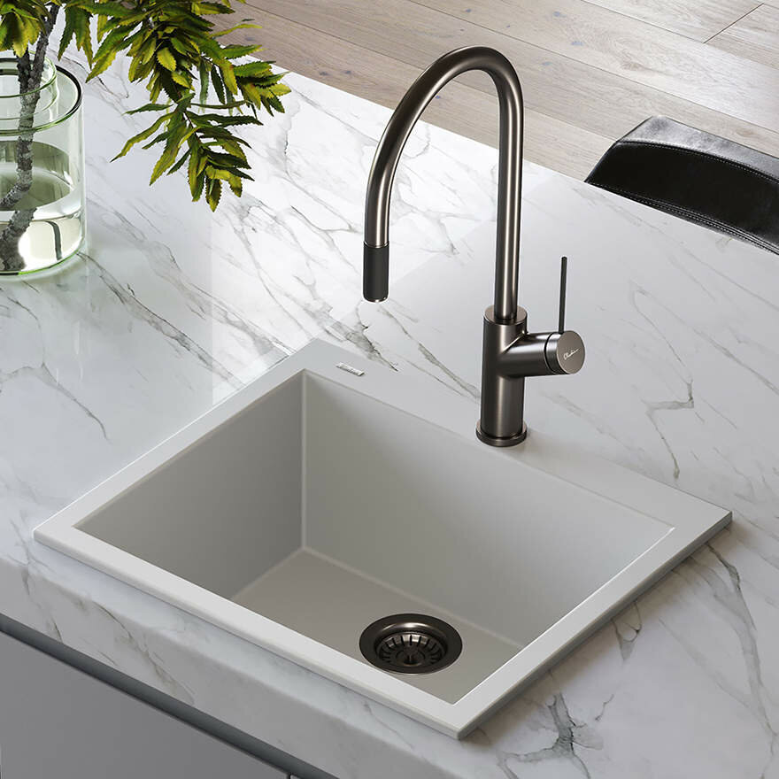 Oliveri Santorini White Grande Topmount Sink ST-WH1561 hero image