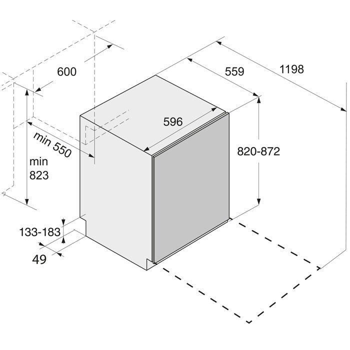 Under bench shop dishwasher dimensions