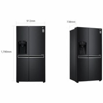 LG 625L Side by Side Fridge with Non-Plumbed Ice & Water Dispenser Matte Black GS-L668MBNL hero image