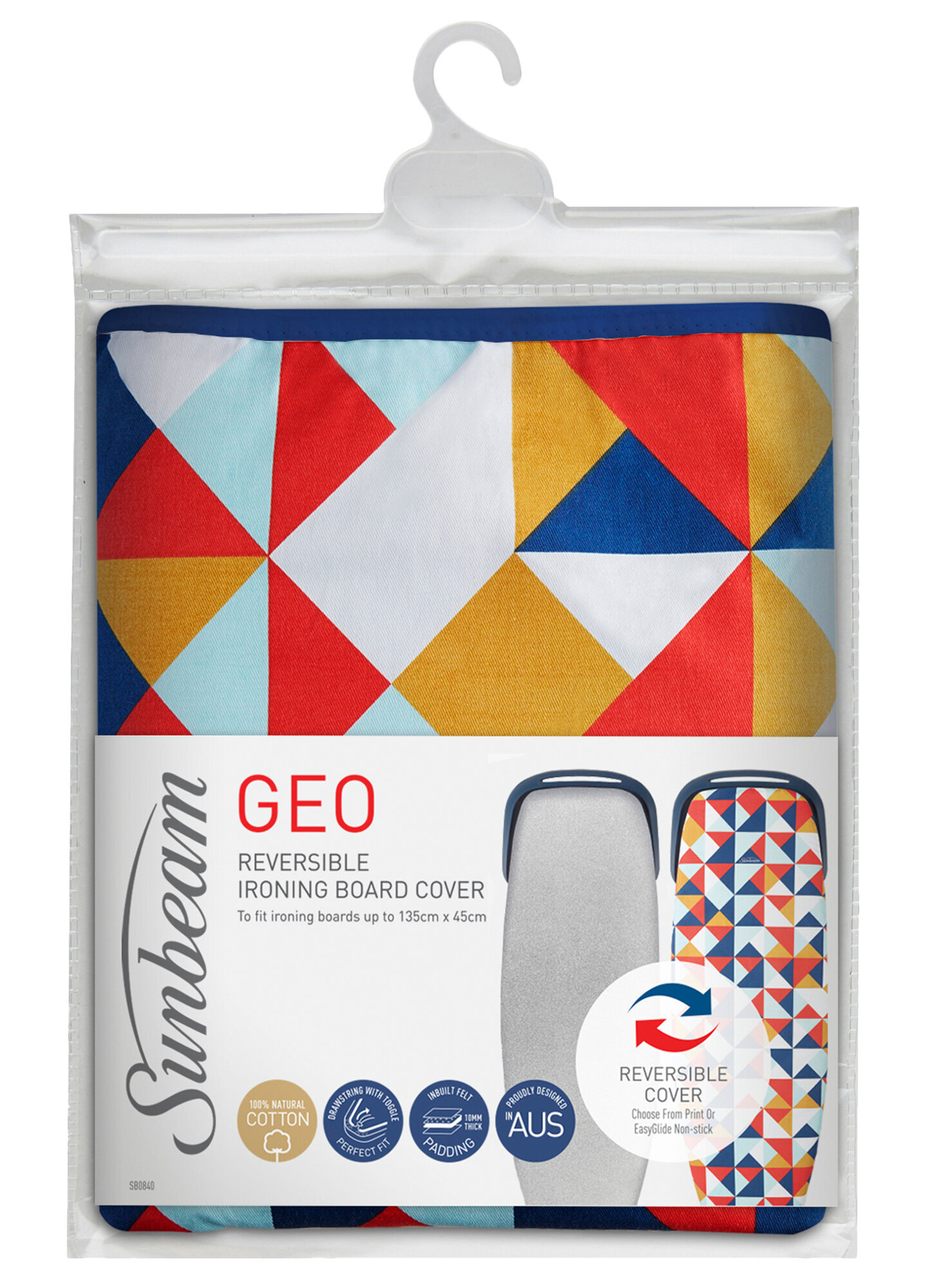 Sunbeam Geo Reversible Ironing Board Cover and Couture Ironing Board Pack SB0840SB8400 hero image