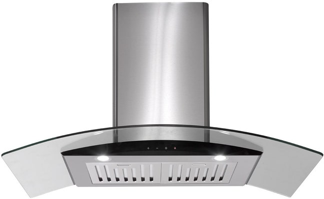Euromaid 90cm Stainless Steel with Curve Glass Canopy Rangehood RGT9 ...
