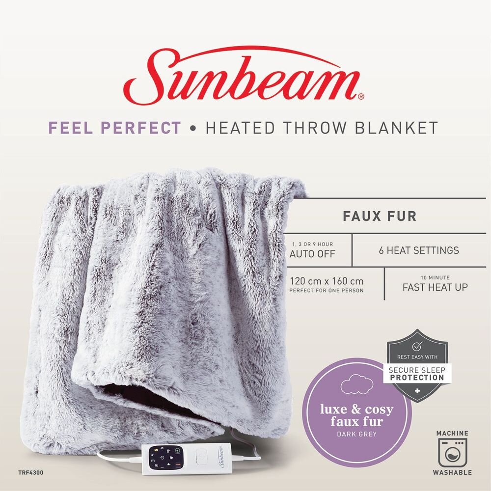 Sunbeam Feel Perfect Faux Fur Heated Throw TRF4300 Appliances Online