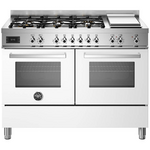 Bertazzoni 120cm Professional Dual Fuel White Freestanding Oven with Griddle PRO126G2EBIT hero image