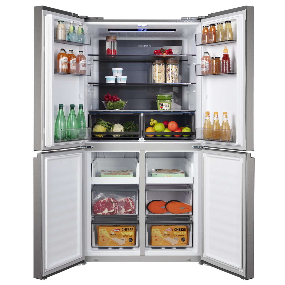CHiQ 601L Four Door Fridge Silver CCD596NS