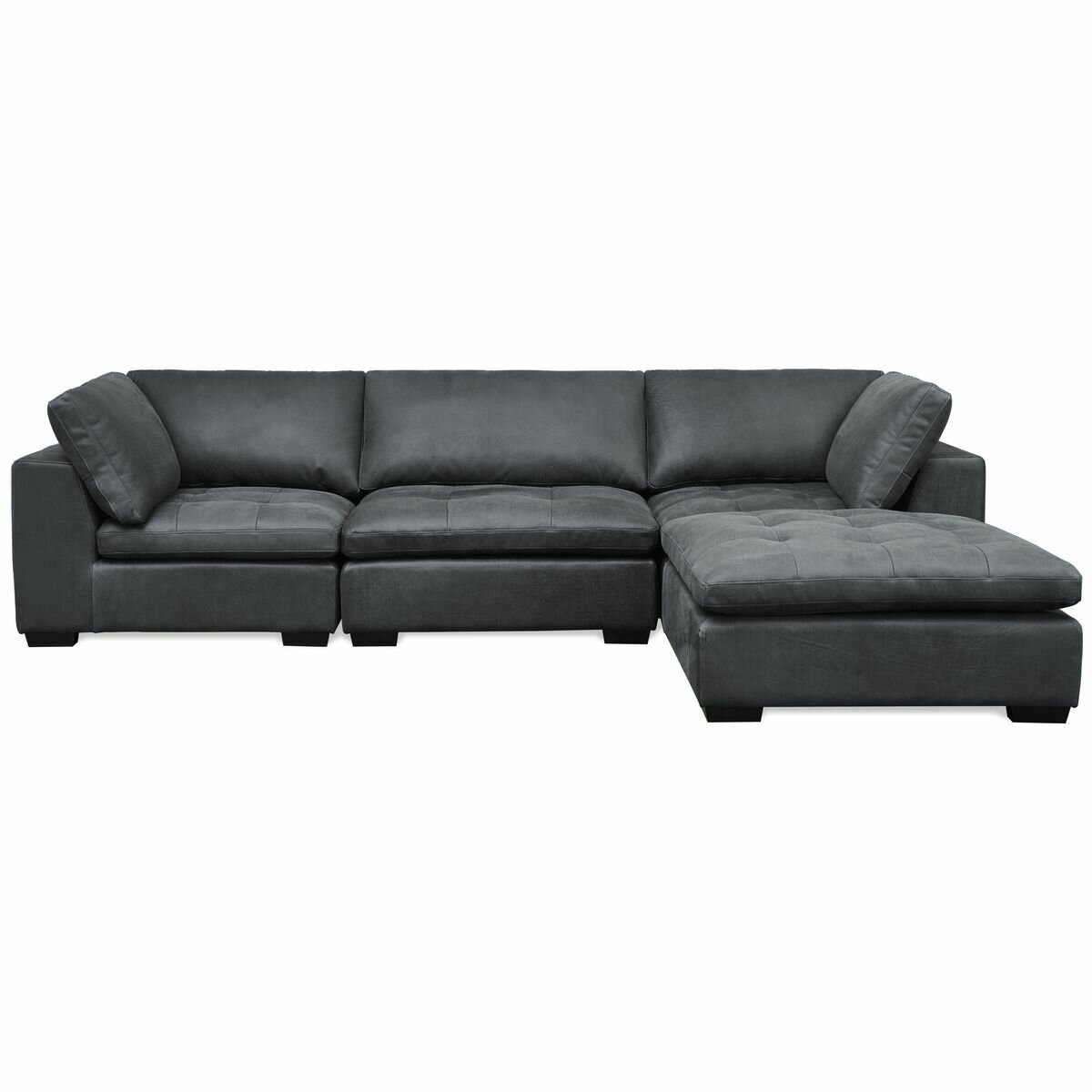 Kalona Milan Three Seater Charcoal Leather Lounge 19073-C hero image