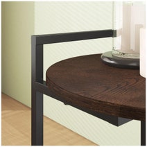 Zinus Round Metal and Wood Bedside Table Dark Brown AU-UTNST3-24B hero image