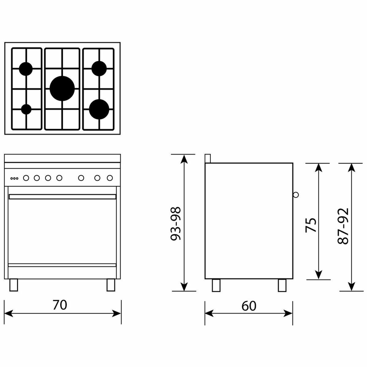 Glem 70cm Dual Fuel Stainless Steel Gas Bi-Energy Freestanding Oven GB765DOP hero image