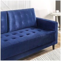 Zinus 3 Seater Sofa Mid-Century Velvet Couch Benton - Navy Blue AU-USSBTF-3NV hero image