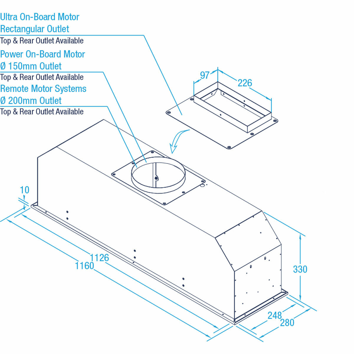 Whispair 120cm Monte Carlo Under Cupboard Rangehood with Pro Inline Remote Motor X3M12S5.IP hero image