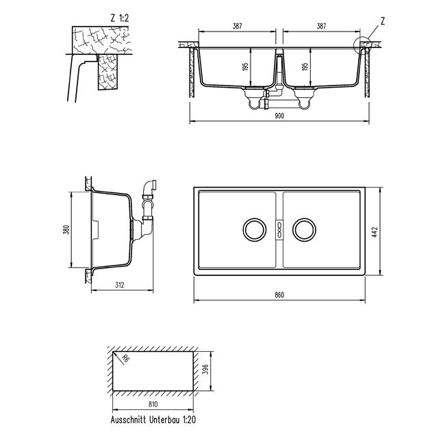 Abey N200UBZ Schock Horizont Double Bowl Undermount Sink hero image