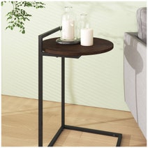 Zinus Round Metal and Wood Bedside Table Dark Brown AU-UTNST3-24B hero image
