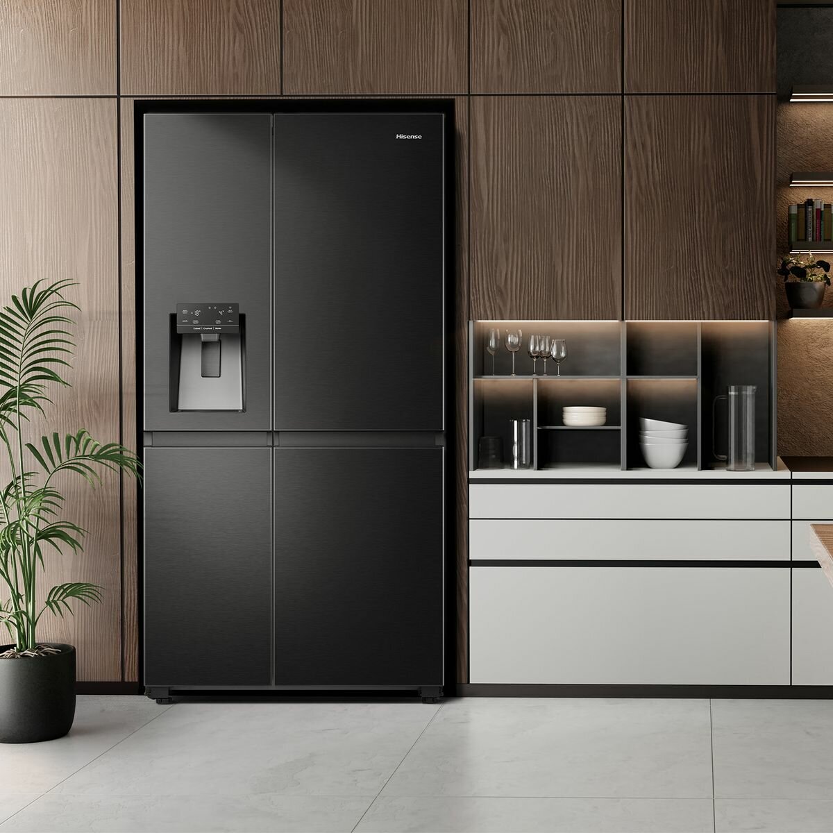 Hisense black steel hot sale fridge freezer