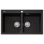 Oliveri Santorini Double Bowl Topmount Sink Black ST-BL1564-OF hero image