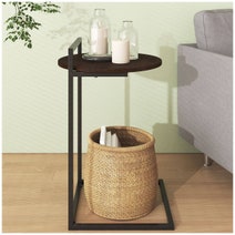 Zinus Round Metal and Wood Bedside Table Dark Brown AU-UTNST3-24B hero image