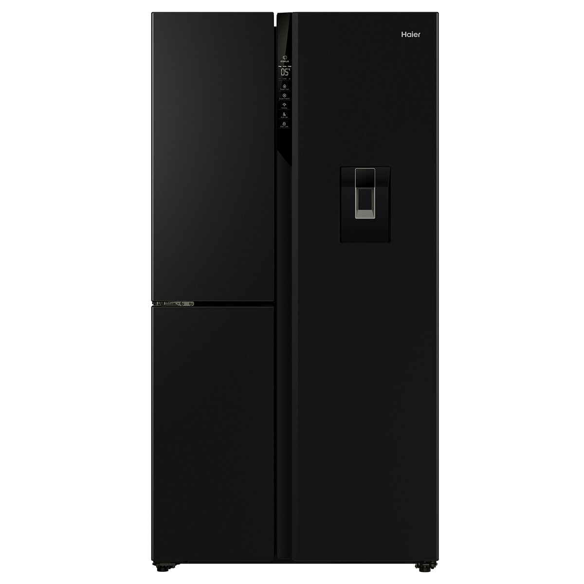 Haier 574L S+ Three Door Side by Side Fridge Non-Plumbed Water Dispenser Black HRF575XHC hero image