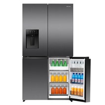 Hisense 640L PureFlex Quad Door Refrigerator with Non-Plumbed Ice and Water Dispenser Dark Stainless Steel HRCD640TBW hero image