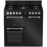 Beko 90cm Multifunction Dual Fuel Black Freestanding Oven BRC916GMB hero image