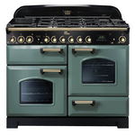 Falcon 110cm Classic Deluxe Freestanding Dual Fuel Oven/Stove Mineral Green and Brass CDL110DFMGBR hero image
