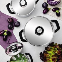 Tramontina Grano Compact 3 Piece Try-Ply Stainless Steel Cookware set with Silicone handles 65240200 hero image
