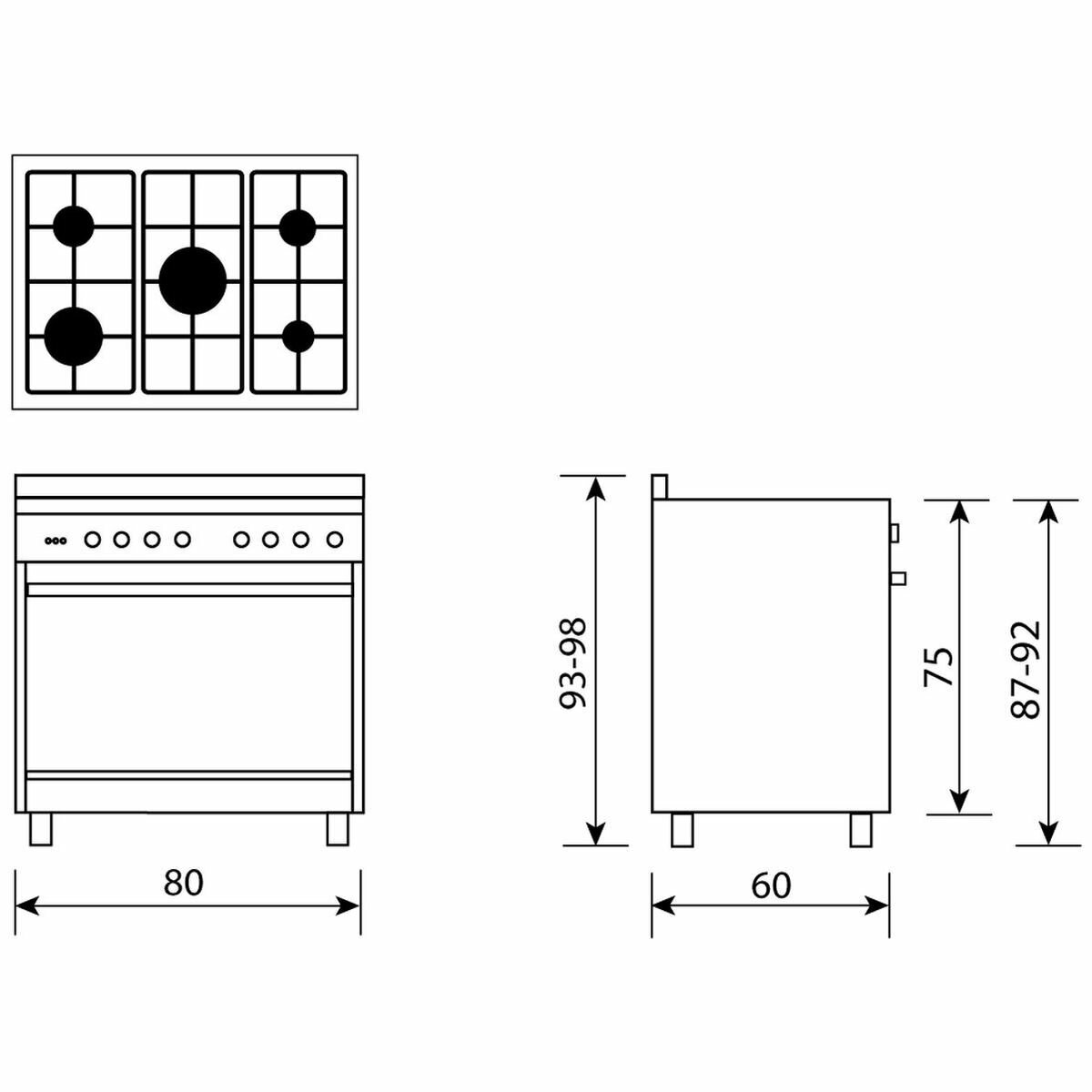 Glem 80cm Dual Fuel Stainless Steel Freestanding Oven GB865GE hero image