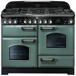 Falcon 110cm Classic Deluxe Freestanding Dual Fuel Oven/Stove Mineral Green and Chrome CDL110DFMGCH hero image