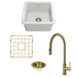 Turner Hastings Cuisine 46 Sink Pack with Brushed Brass Naples Pull Out Mixer Tap and Accessories PKG045 image NaN