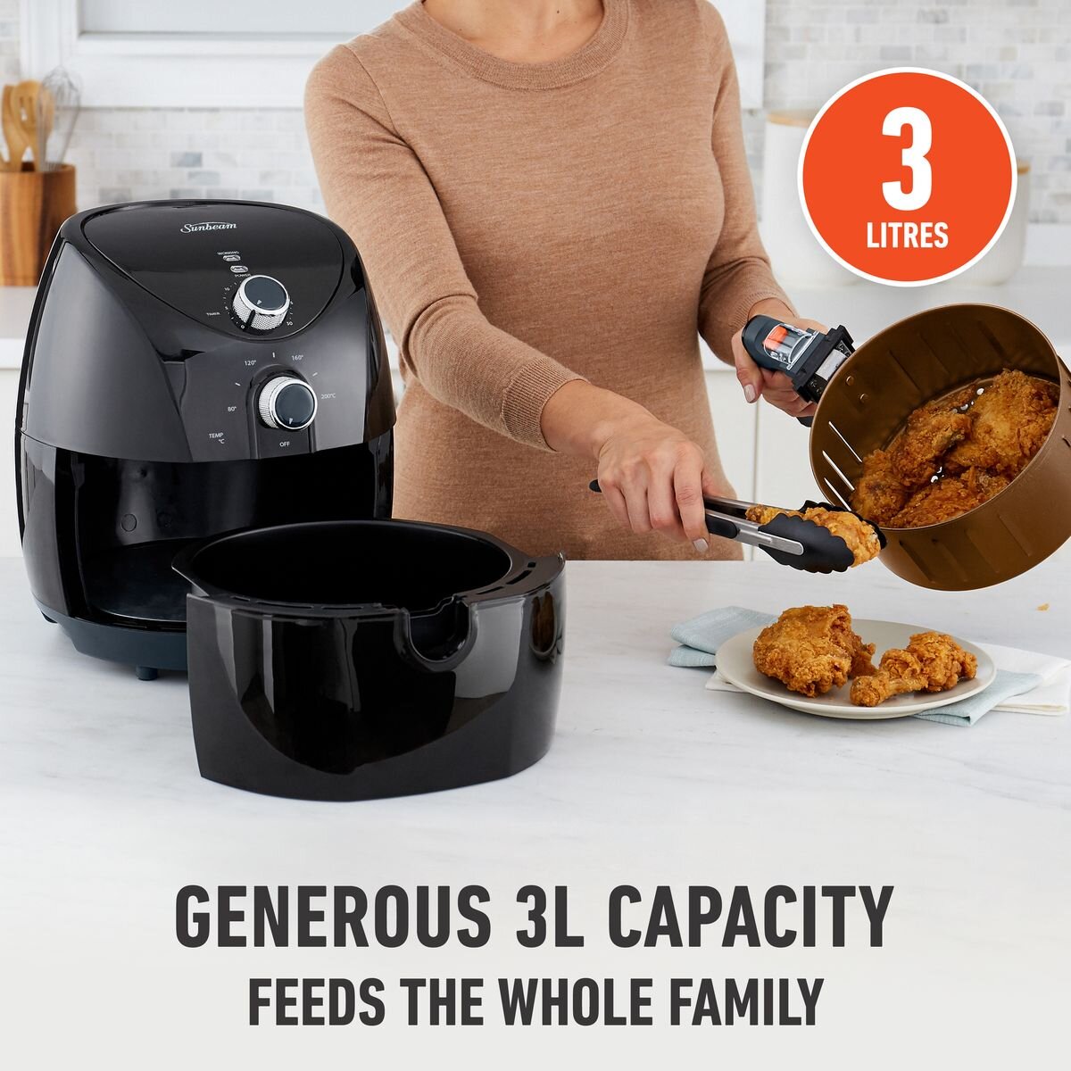 Sunbeam Copper Infused Duraceramic Air Fryer Black AFP4000BK Appliances Online