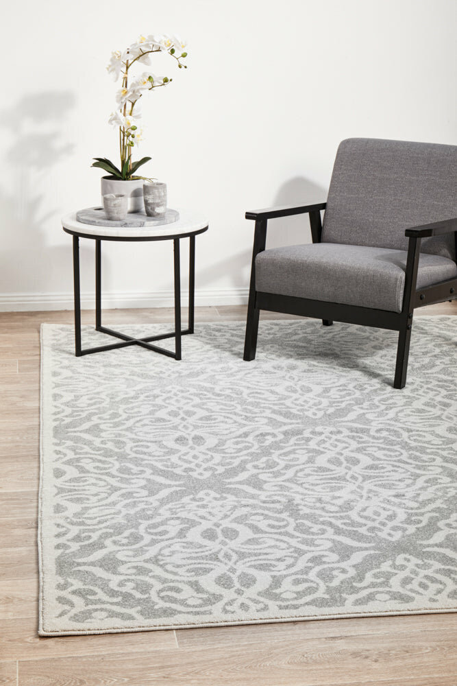 Rug Culture Chrome Large Silver & Off White Rug 290X200CM - CRO-LYD-SIL-290X200 hero image